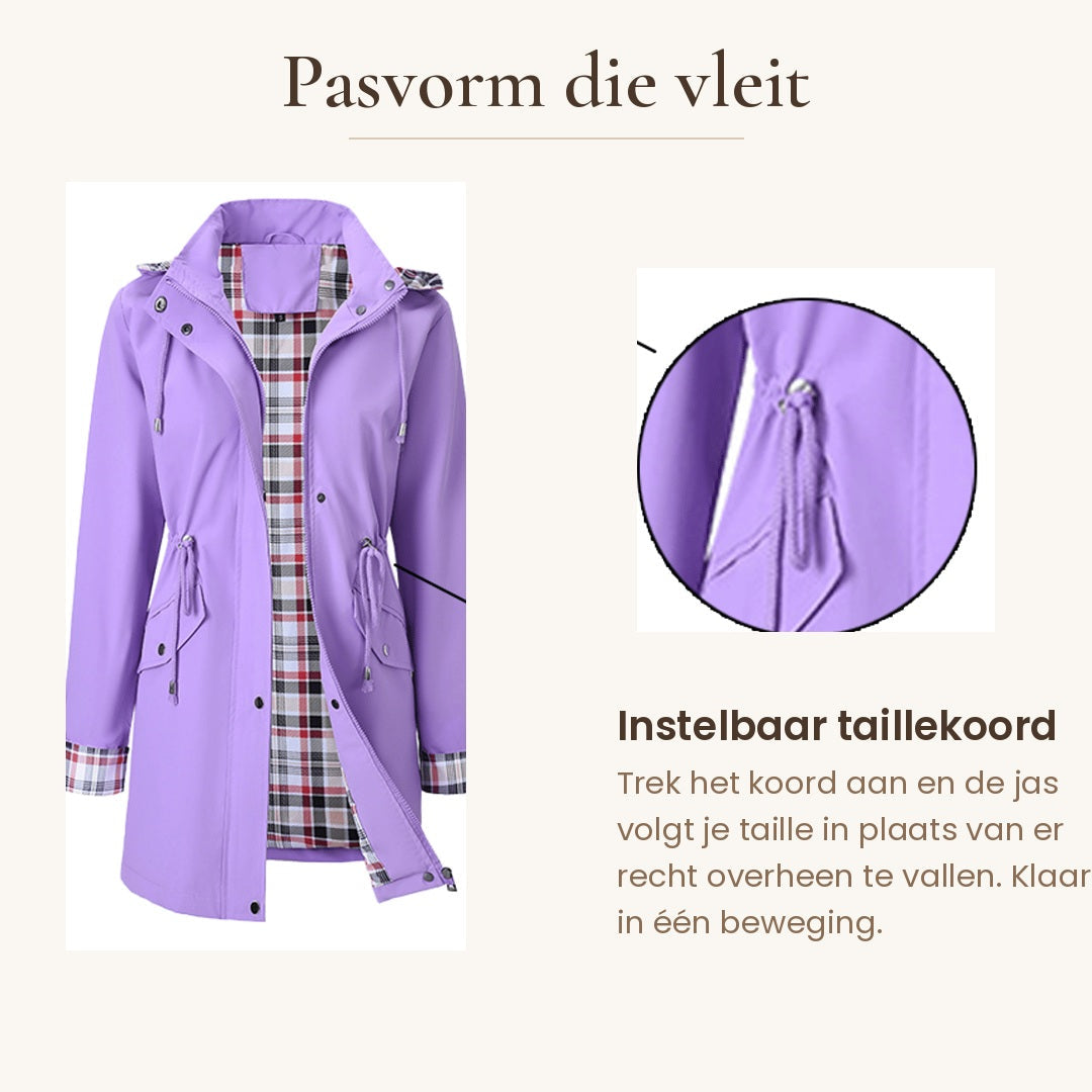 Lauren waterproof 3-in-1 women's rain coat by Bennett and Lowe, featuring a detachable hood and versatile design.