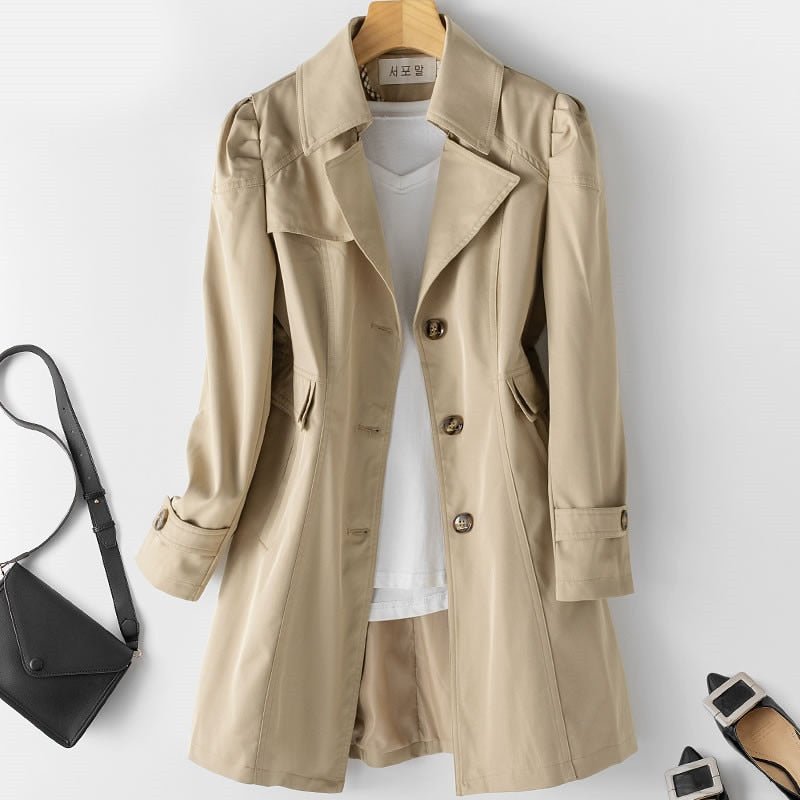 Trench Coat Classic Double Breasted Belted Formal Casual