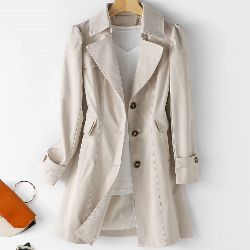 Trench Coat Classic Double Breasted Belted Formal Casual