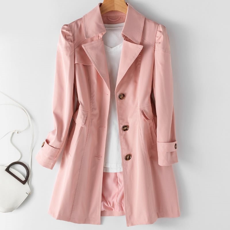 Trench Coat Classic Double Breasted Belted Formal Casual
