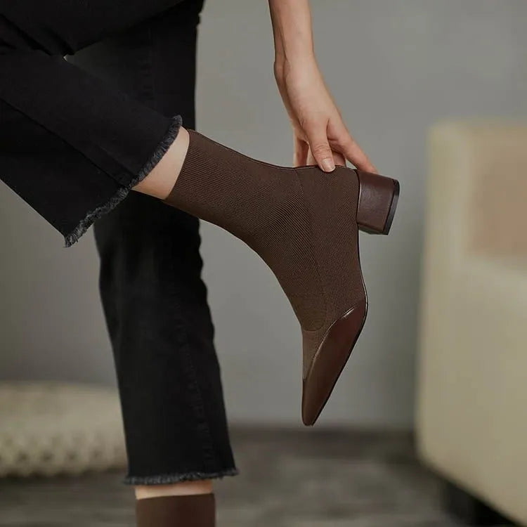 Sock Boots Leather Accent Elegant Fitted Sleek Design