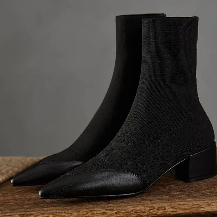 Sock Boots Leather Accent Elegant Fitted Sleek Design