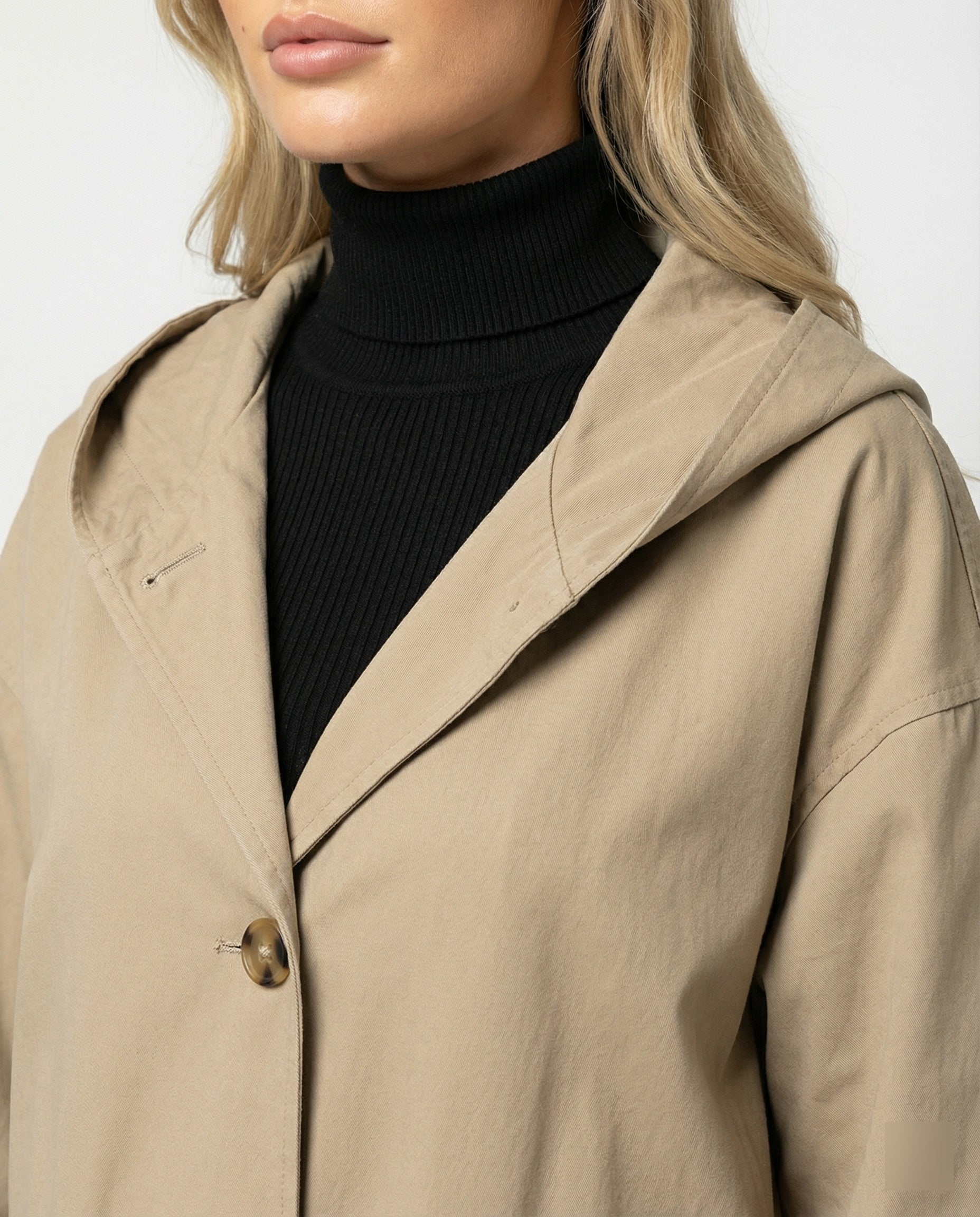 Women's Long Waterproof Trench Coat with Windproof Protection