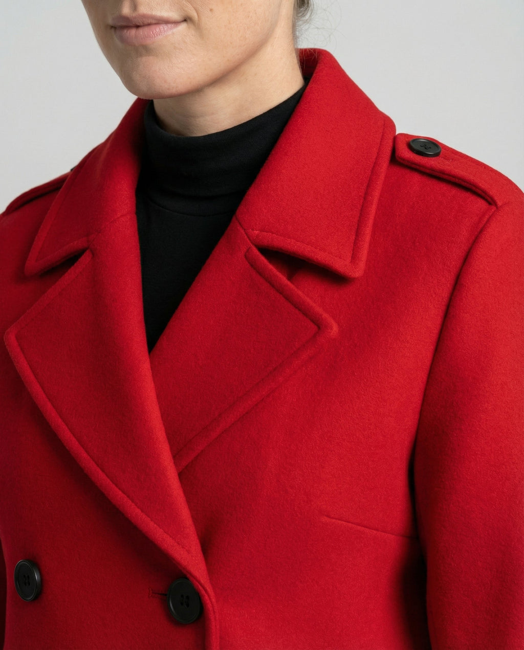 Women's Wool Coat with Double-Breasted Fit & Full Length
