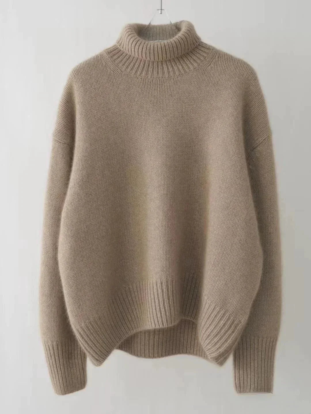 Cozy coltrui voor dames met oversized pasvorm en kaki kleur