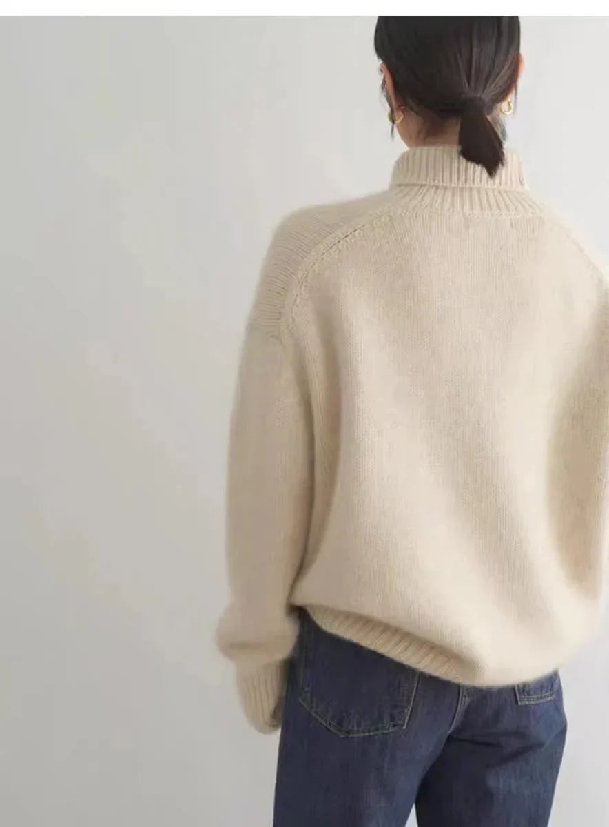 Cozy coltrui voor dames met oversized pasvorm en kaki kleur