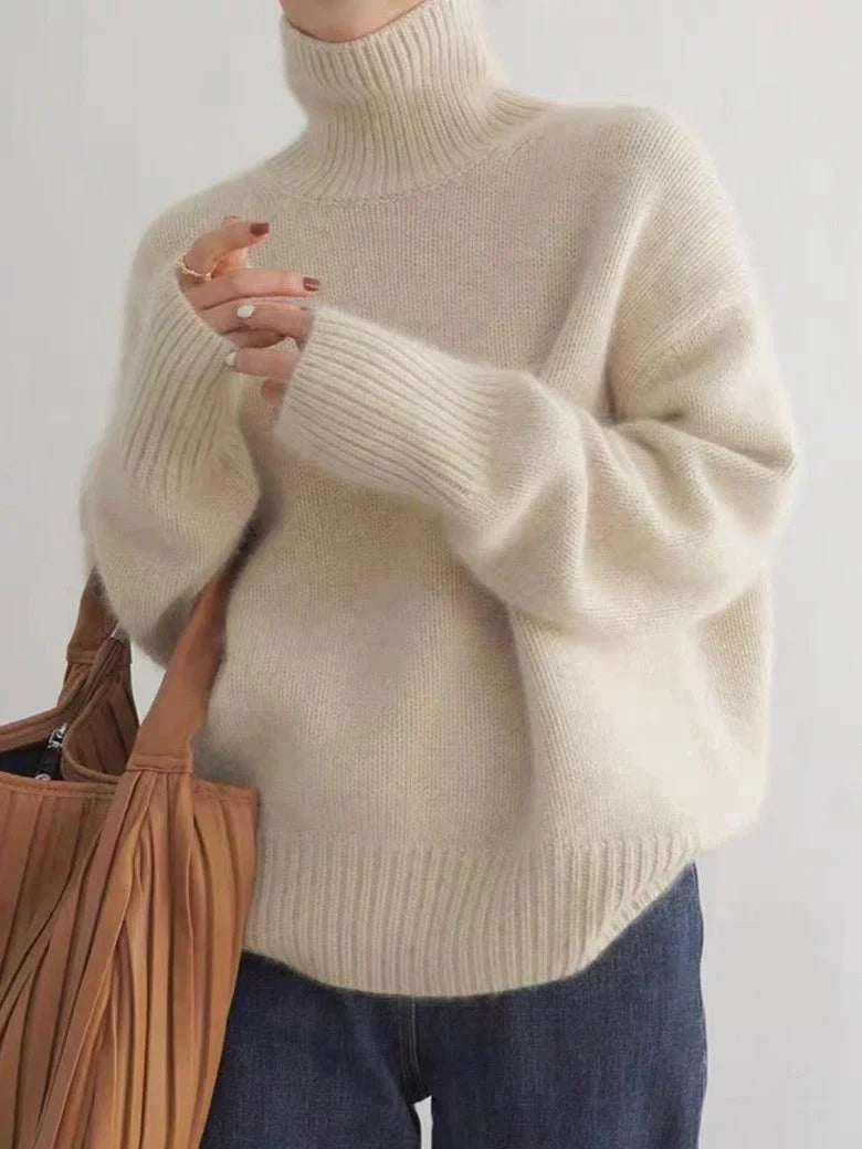 Cozy coltrui voor dames met oversized pasvorm en kaki kleur