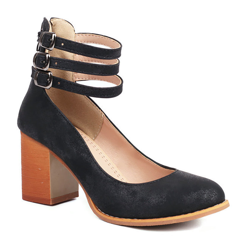 Comfort Block Heel Sandals Ankle Strap