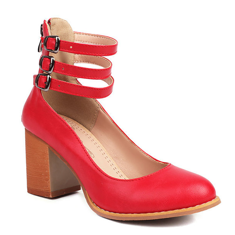 Comfort Block Heel Sandals Ankle Strap