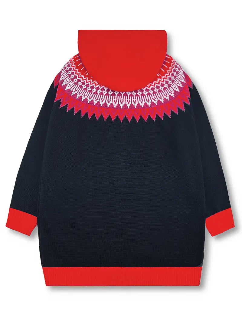 Hooded Cardigan Casual Knit Open Front Long Sleeve Cosy