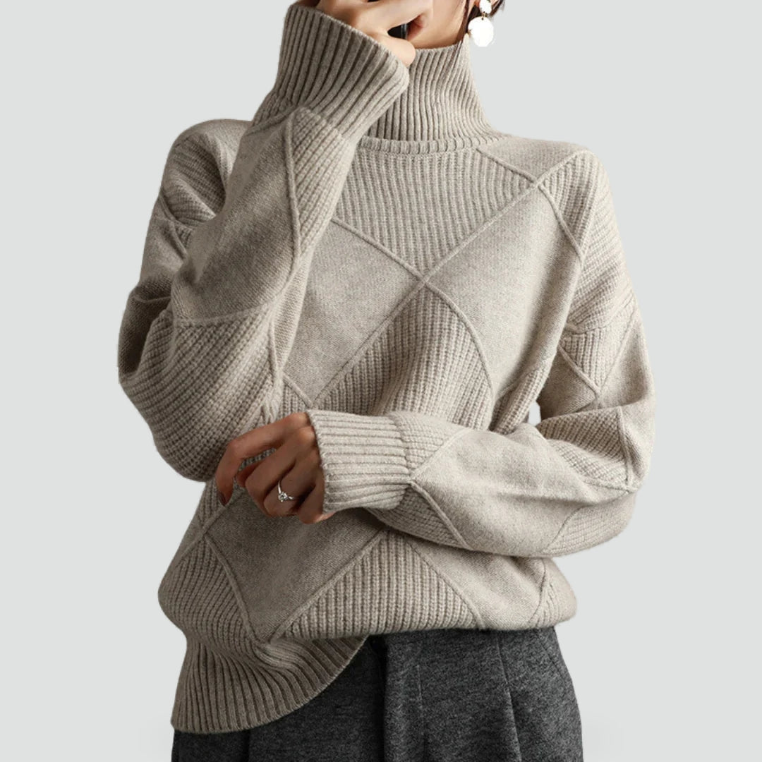 The Argyle Roll Neck in Pure Wool