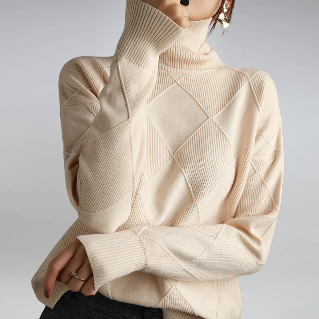 The Argyle Roll Neck in Pure Wool