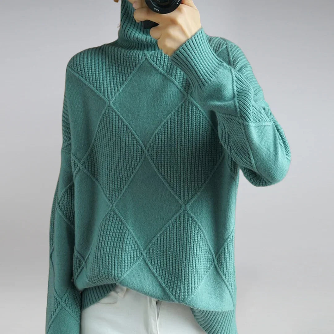 The Argyle Roll Neck in Pure Wool