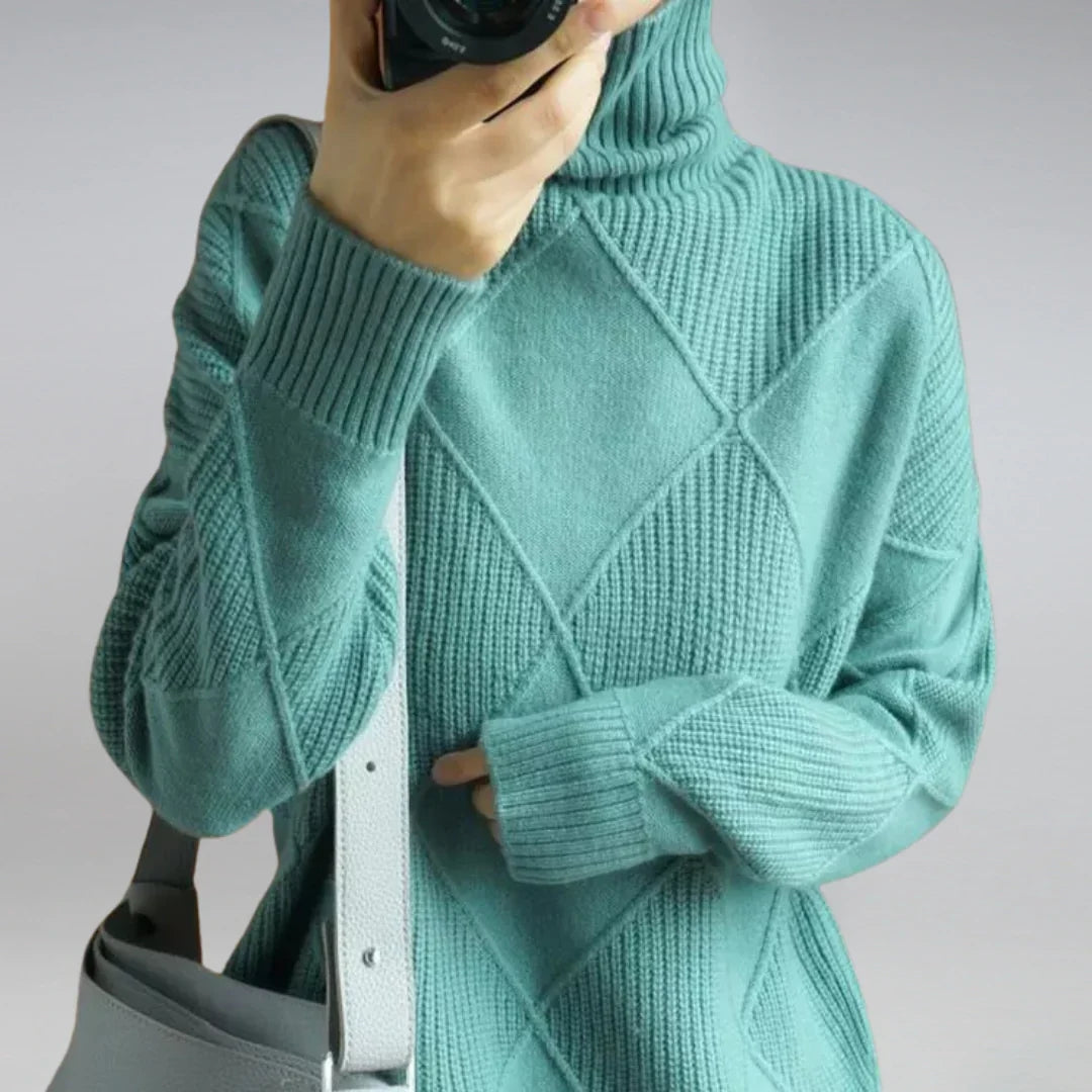 The Argyle Roll Neck in Pure Wool