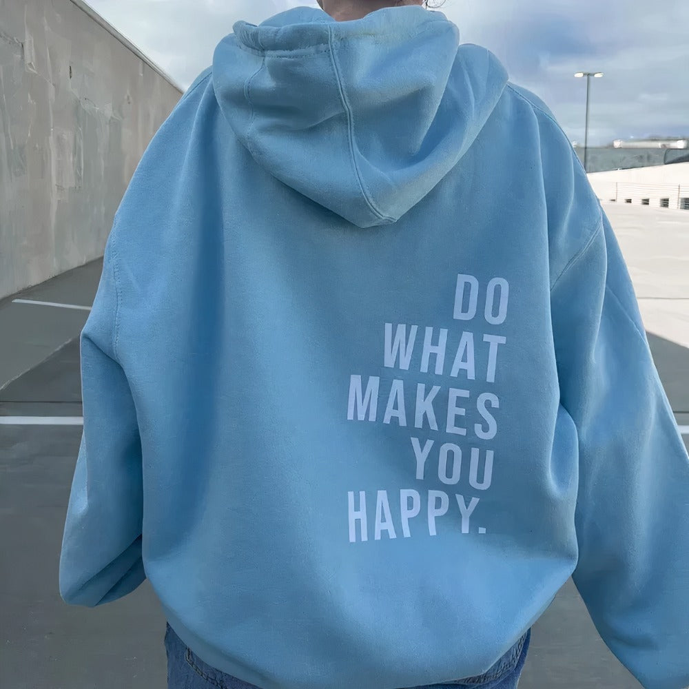 The Slogan Print Hoodie in Cotton Blend