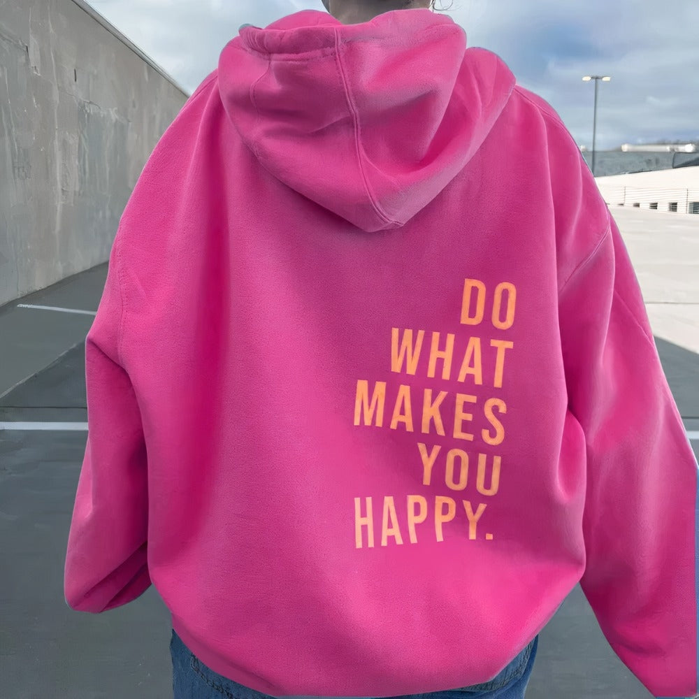The Slogan Print Hoodie in Cotton Blend
