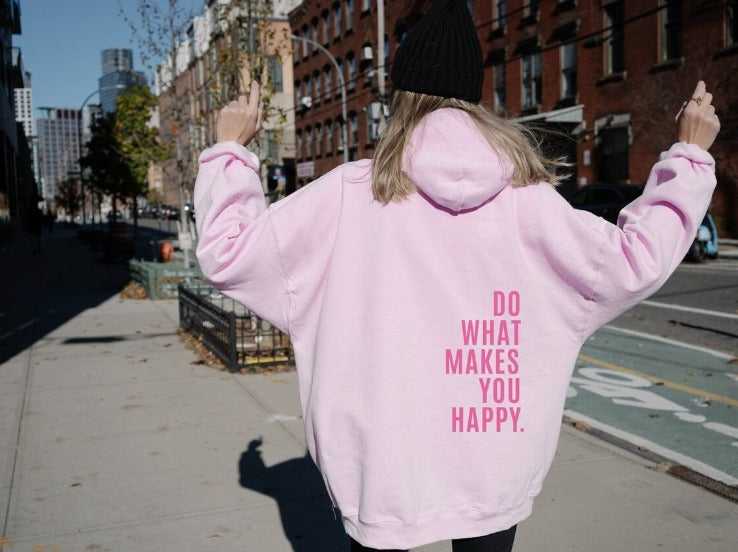 The Slogan Print Hoodie in Cotton Blend