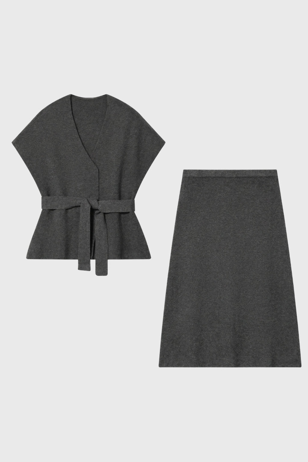 Dames Set Vest Midi Rok Strikceintuur Casual Semi-Formeel