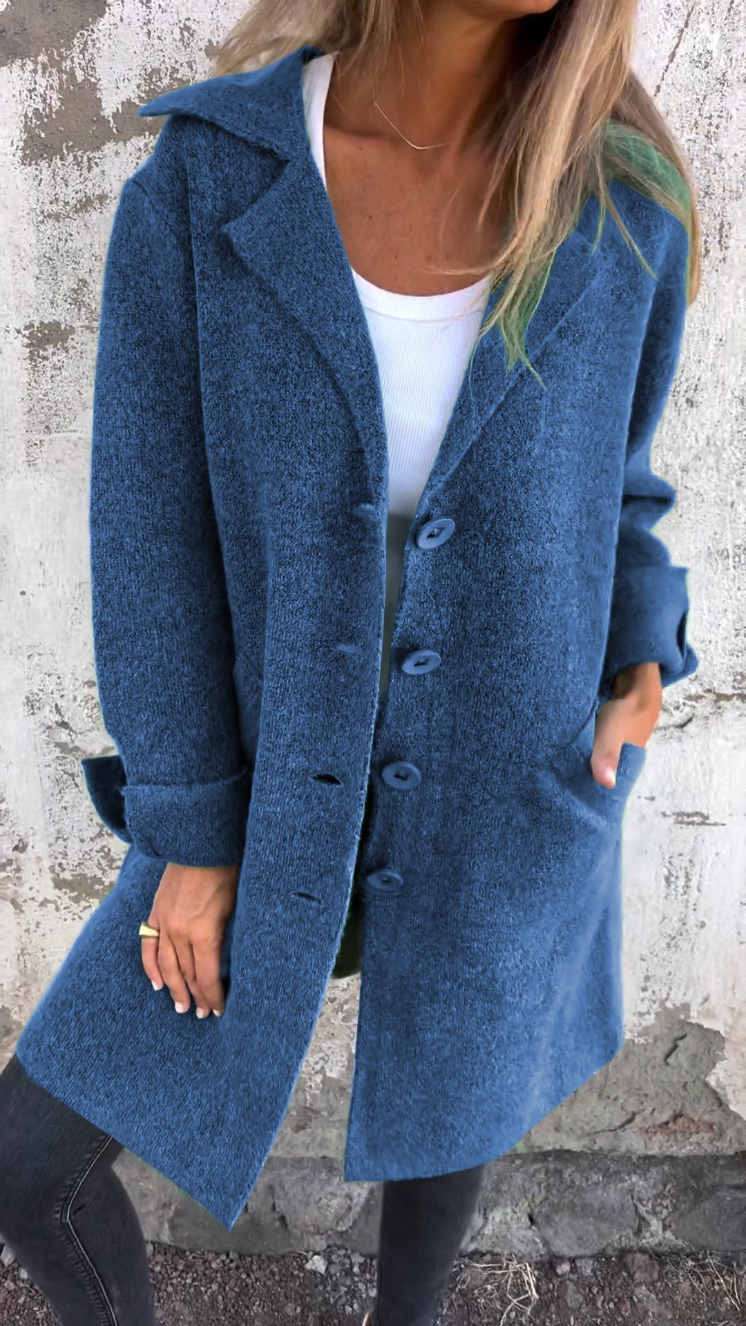 Long Coat Lapel Collar Casual Relaxed Everyday Style
