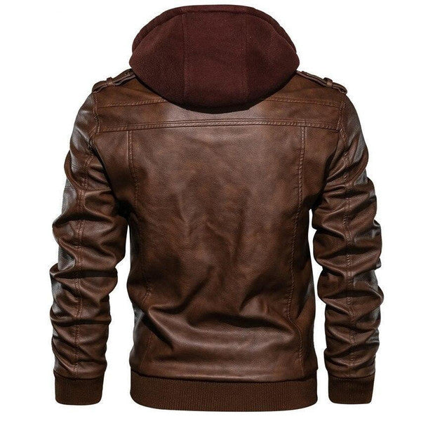 Men's Jacket Removable Hood Stand Collar Zip Up Casual