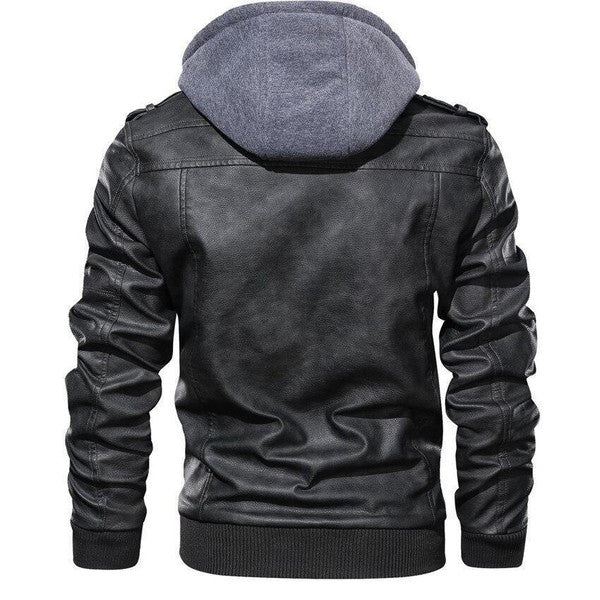 Men's Jacket Removable Hood Stand Collar Zip Up Casual