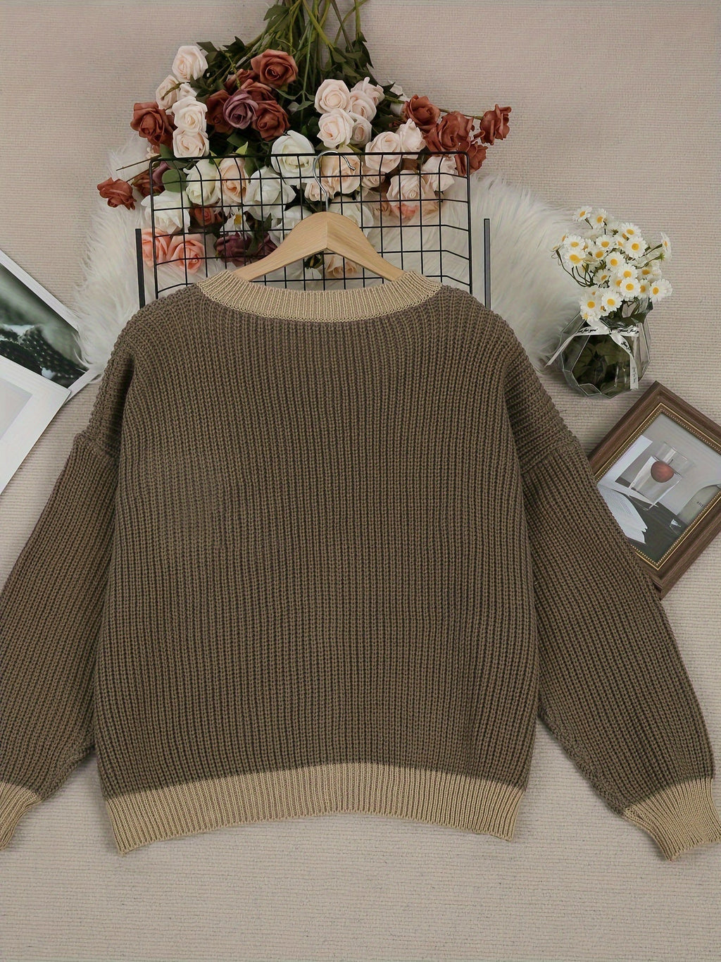 Knit Pocket Coat Textured Soft Relaxed Layering Autumn