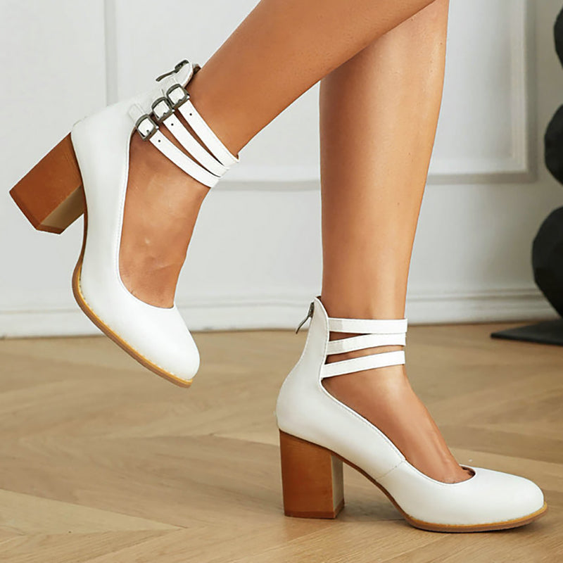 Comfort Block Heel Sandals Ankle Strap