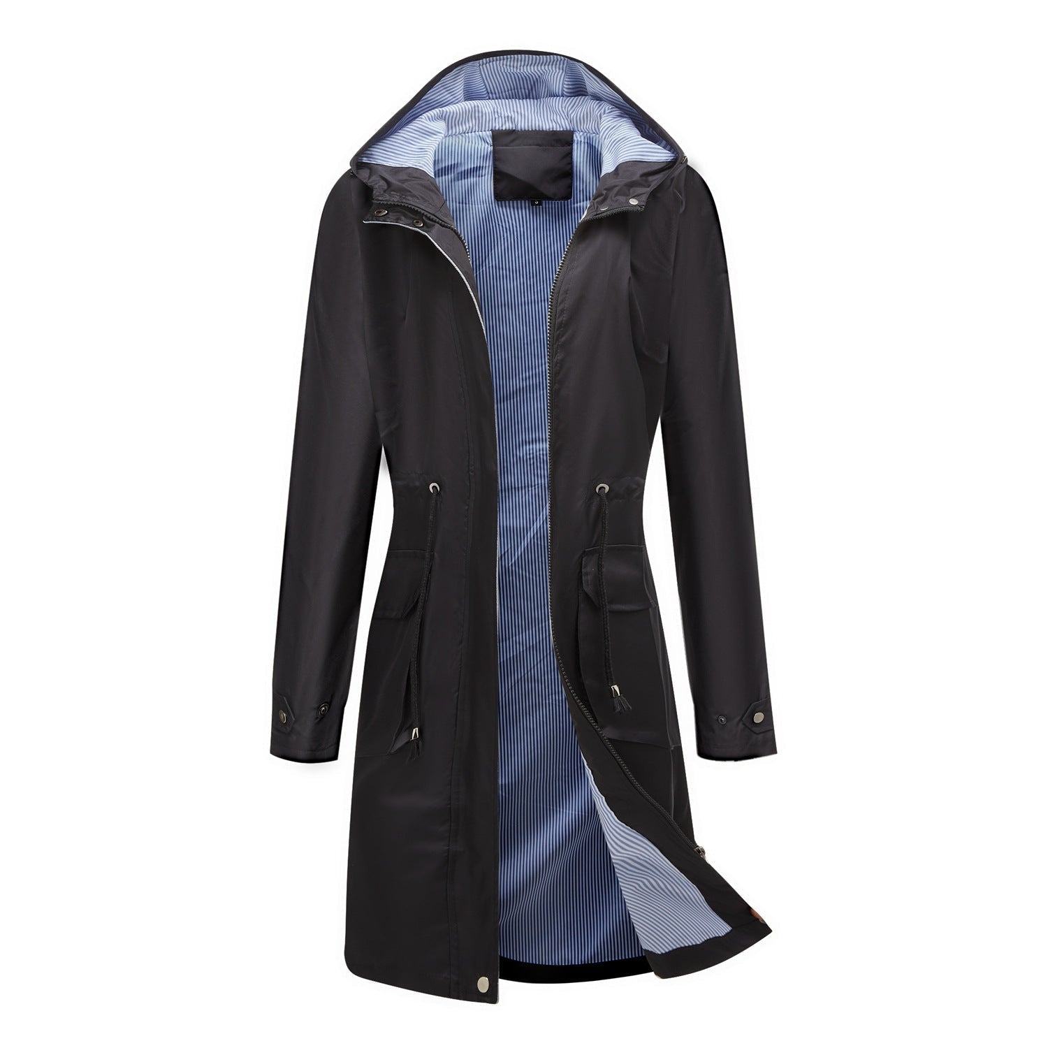 Waterproof Rain Coat Hooded Adjustable Drawstring