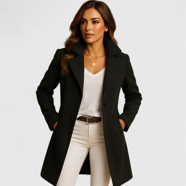 Elegant Coat Clean Lines Refined Detailing Modern Classic