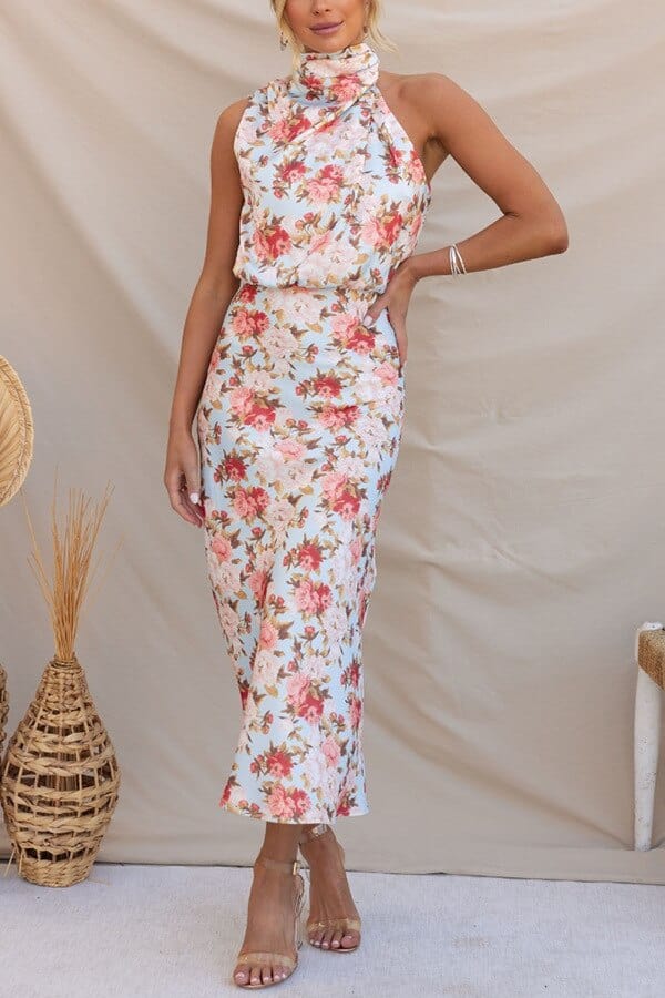 Floral Dress High Neck