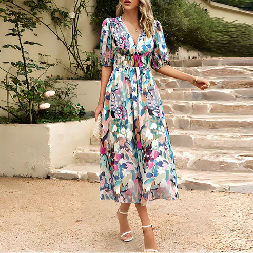 Floral Dress Casual Slim Fit
