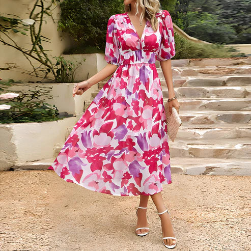 Floral Dress Casual Slim Fit