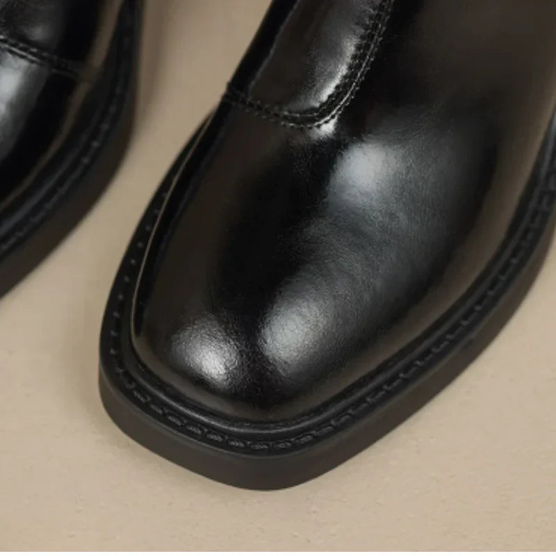 Ankle Boots Square Toe Block Heel Elegant Versatile