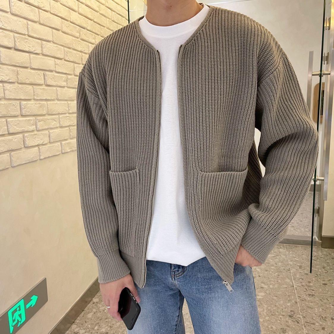 Men's Cardigan Knitted Texture Autumn Winter Layering