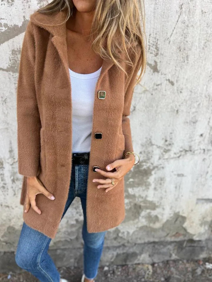 Thick Coat Lapel Collar Casual Relaxed Warm Look Winter