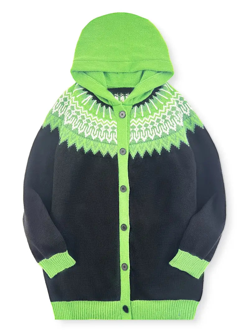 Hooded Cardigan Casual Knit Open Front Long Sleeve Cosy