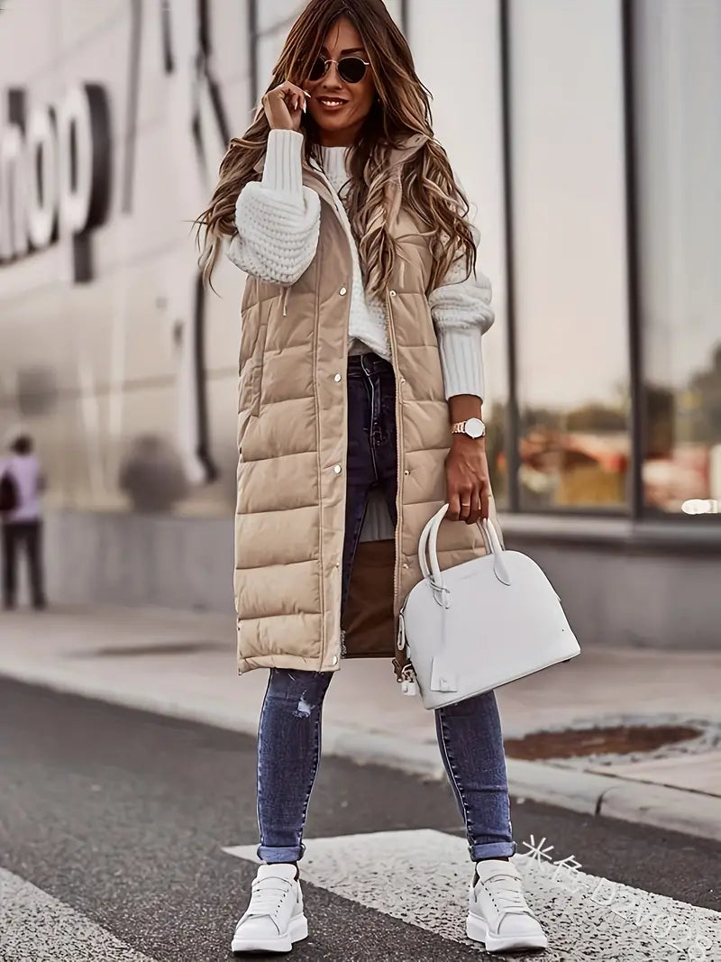 Hooded Coat Front Buttons Casual Relaxed Everyday