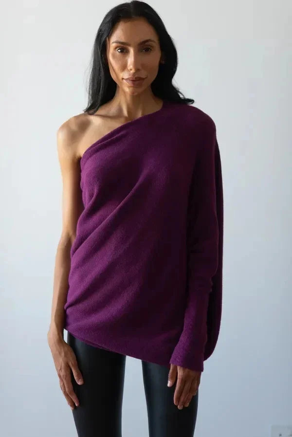 Women's Asymmetric Draped Sweater Oversized Turtleneck Knit