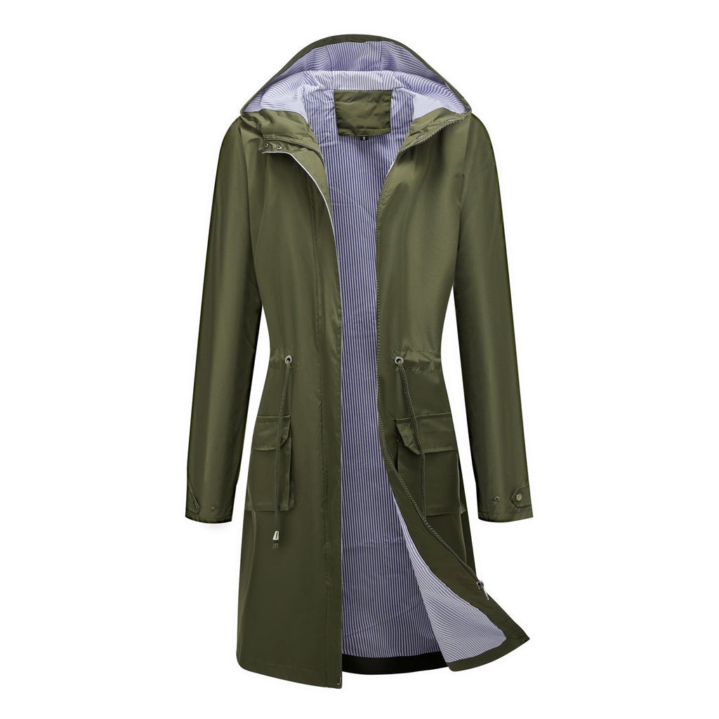 Waterproof Rain Coat Hooded Adjustable Drawstring