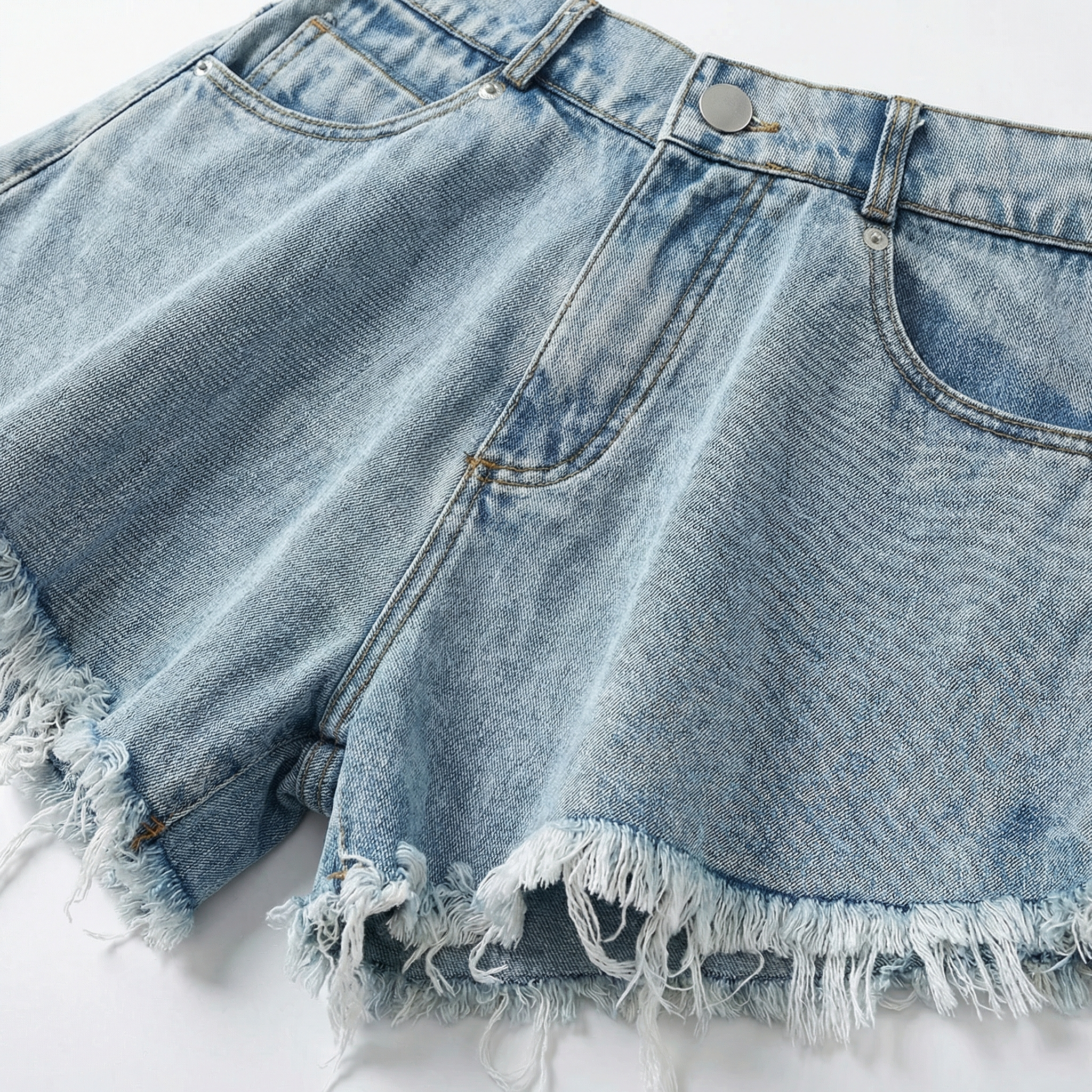 High Waist Flared Shorts Frayed Hem Festival Summer