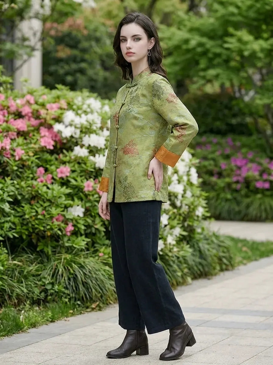 Stand Collar Coat Chinese Inspired Design Elegant Modern