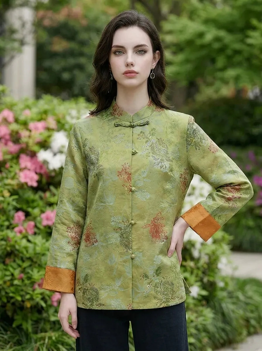 Stand Collar Coat Chinese Inspired Design Elegant Modern