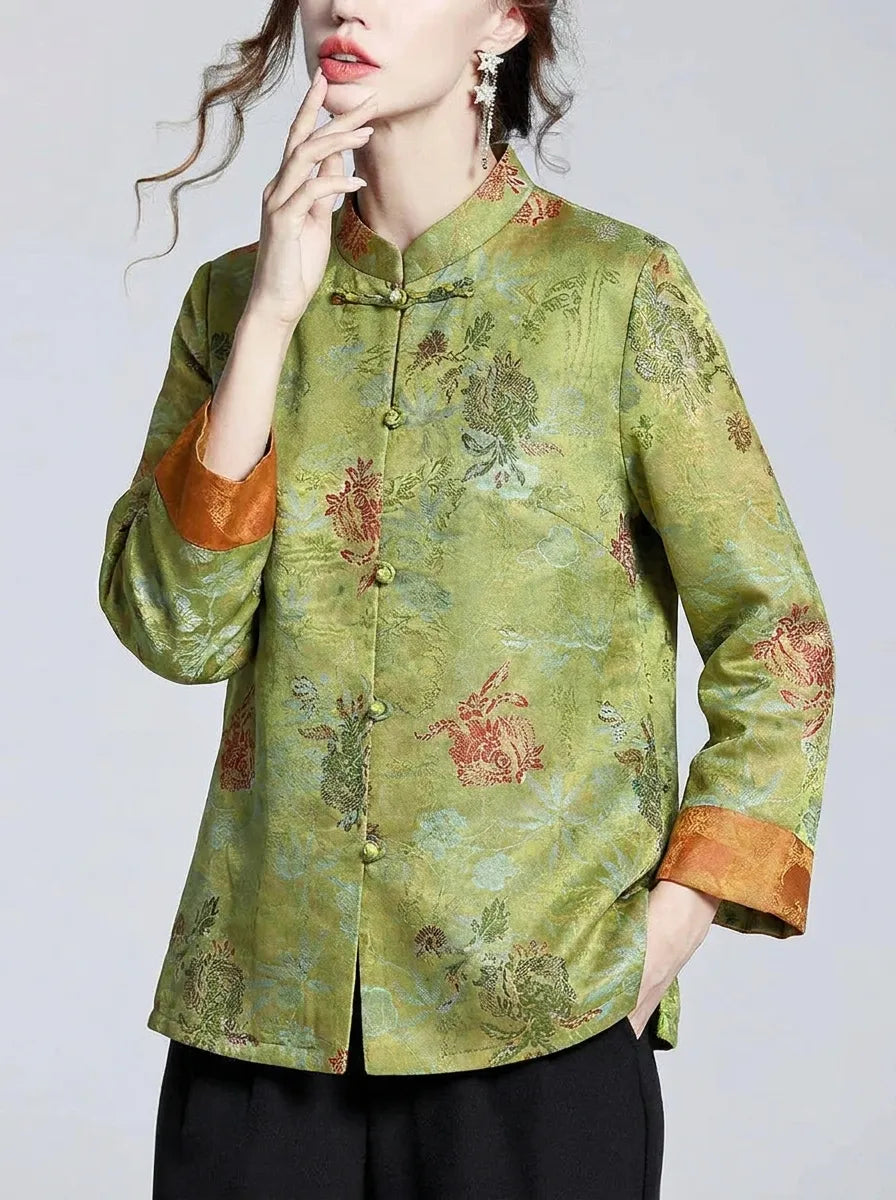 Stand Collar Coat Chinese Inspired Design Elegant Modern