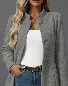 A Line Coat Stand Collar Button Down