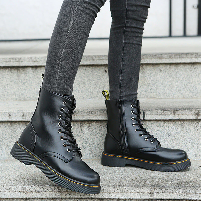 Women's Boots Lace Up Side Zip Rubber Sole Comfort