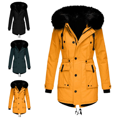 Women's Parka Coat Hooded Winter Padded Elegant Warm