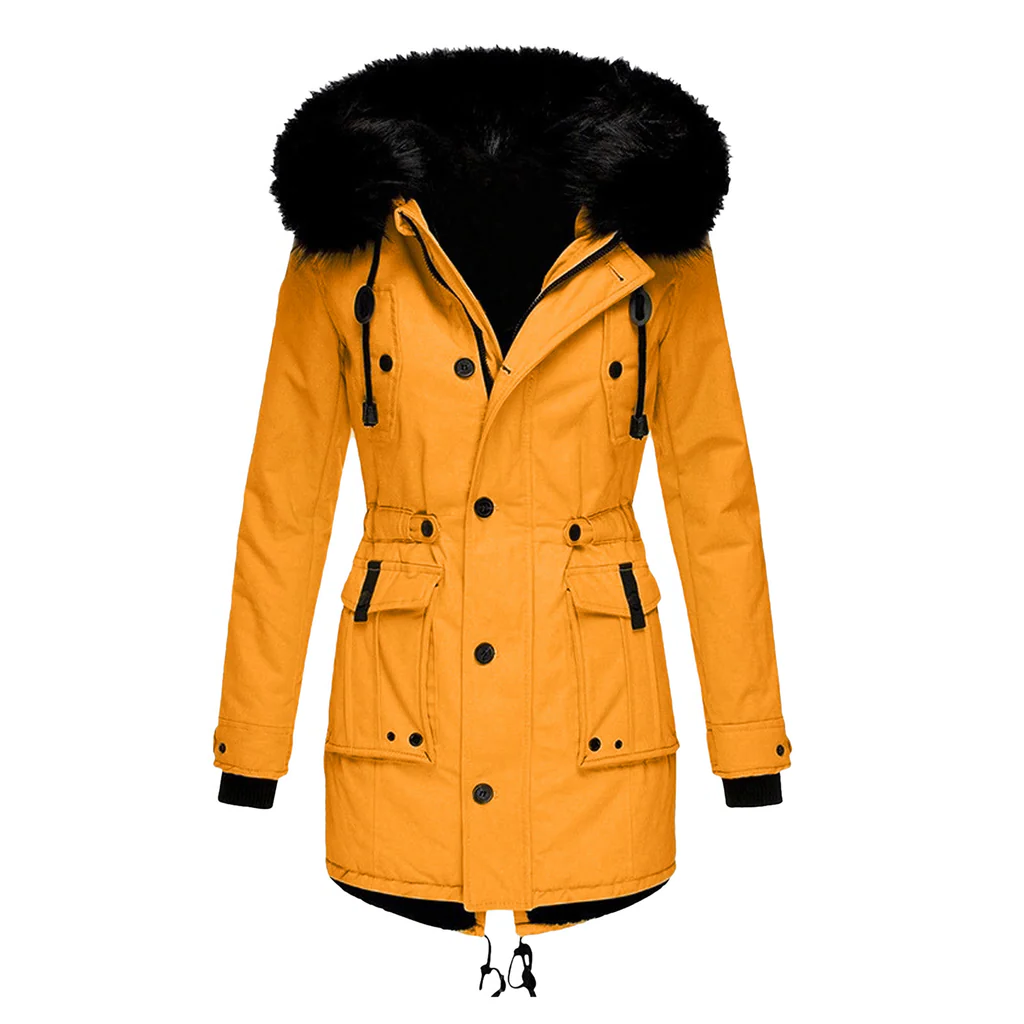 Women's Parka Coat Hooded Winter Padded Elegant Warm
