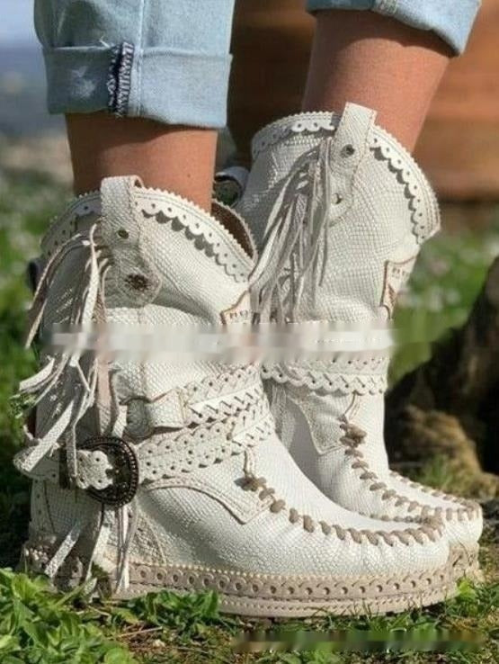 Boho westernlaarzen met franjes