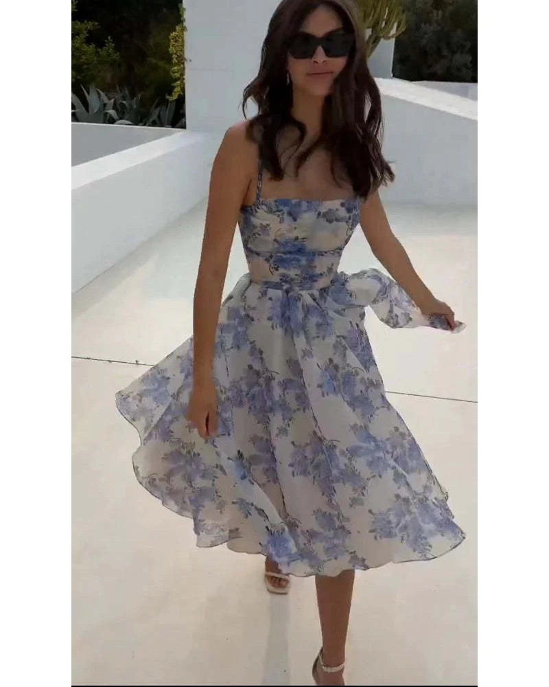 Abstract Print Satin Halter Mini Dress