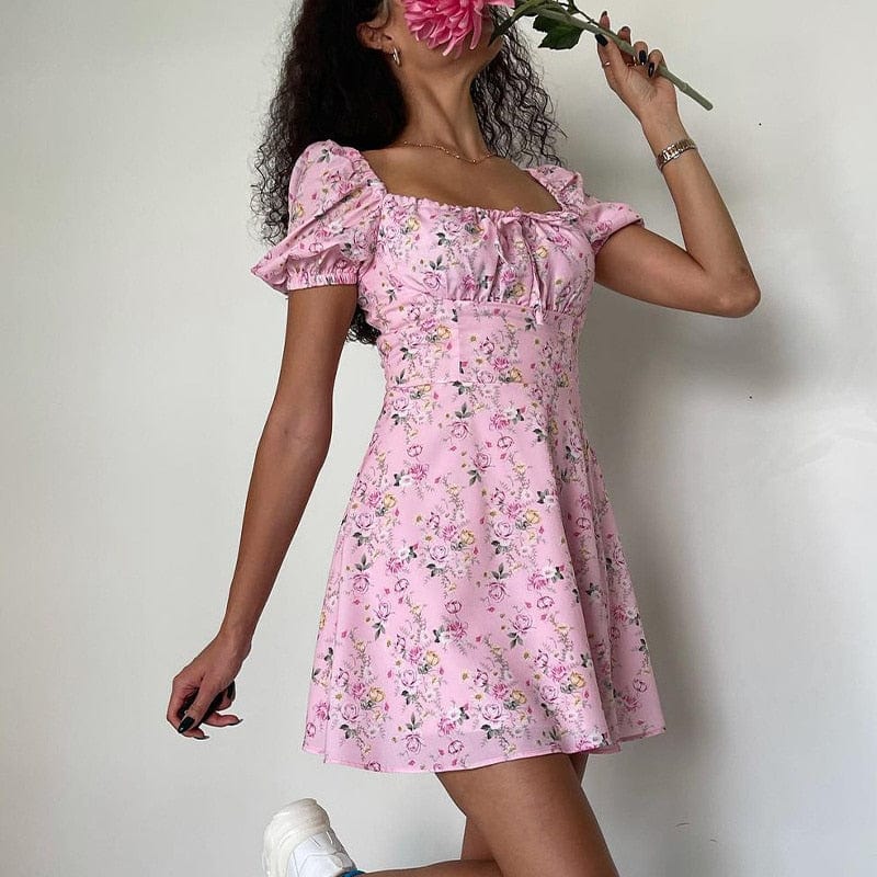 Short Boho Floral Dress Summer